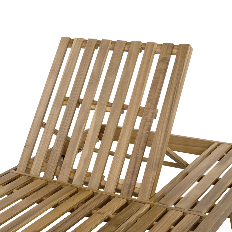 2/3 Foldable Acacia Wood Lounge Chair With Adjustable Backrest And Flat Storage, Ideal For Outdoor Relaxation And Space Efficiency