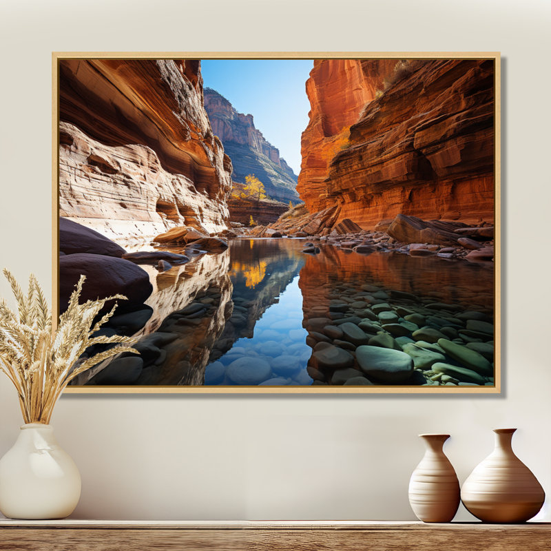 «Canyon Enchantment River», art sur toile Canyon, H 24 po x l 32 po x P 1 po, Cadre flottant érable