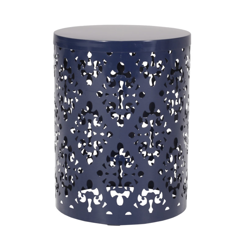 Outdoor Metal End Table -Large, Navy Blue