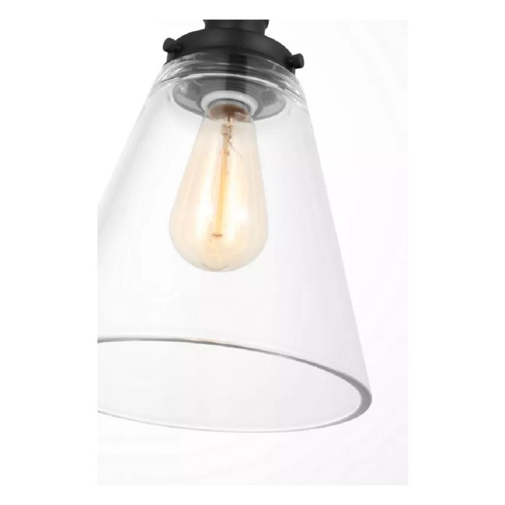Topanga Single Light Glass Dimmable Pendant, 10.75" H x 9" W x 9" D, Midnight Black