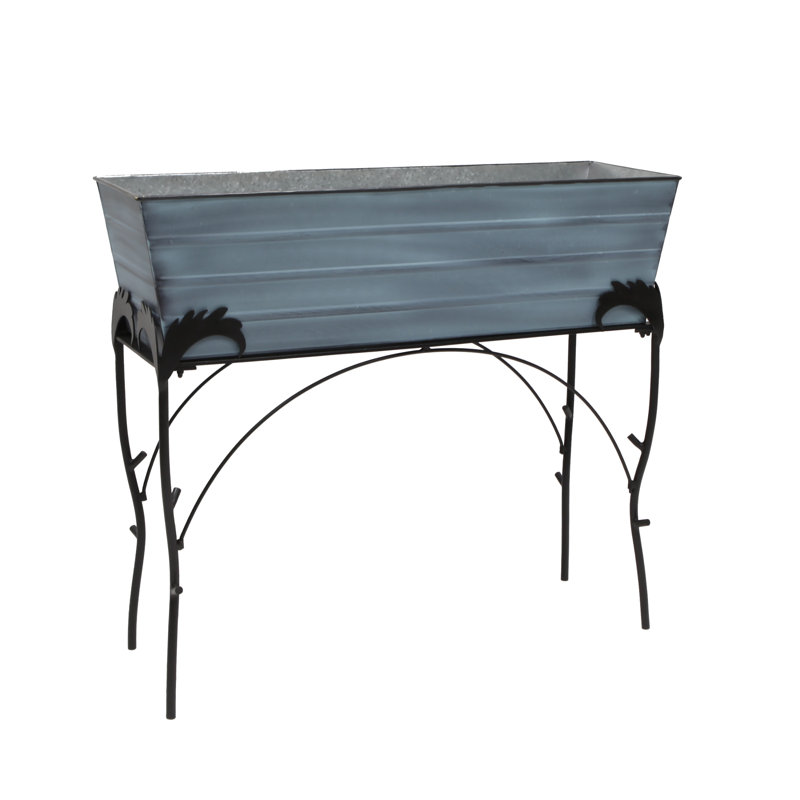 Lawrence Hill Metal Elevated Planter, Nantucket Blue, 30"H x 35.25"W x 11"D