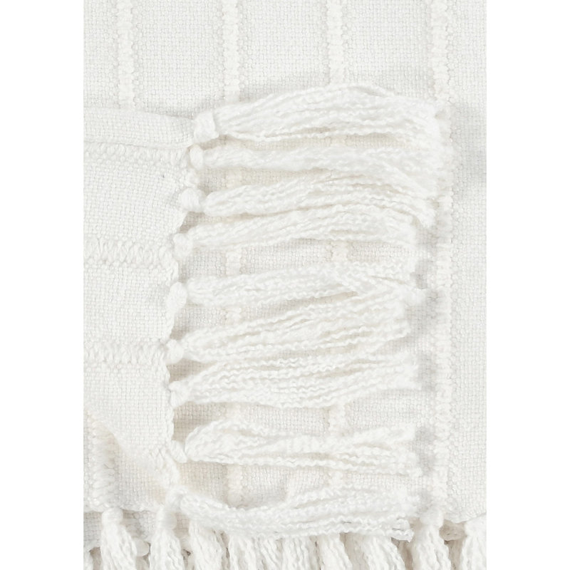 Hendri Hand Woven Throw Blanket, White Striped
