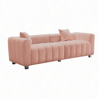 Causeuse 3 places 83,46 "en velours de qualité supérieure, canapé rembourré à bulles moderne avec pieds en métal et 2 coussins pour le salon, la chambre à coucher.