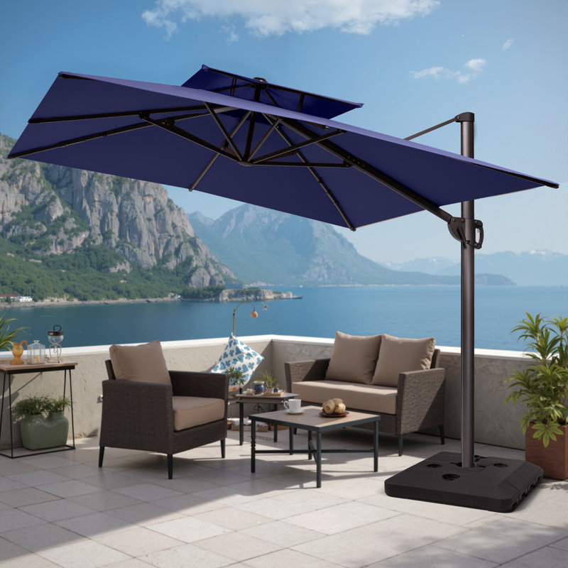 128' X 104' Rectangular Cantilever Umbrella with Weighted Base, Marine