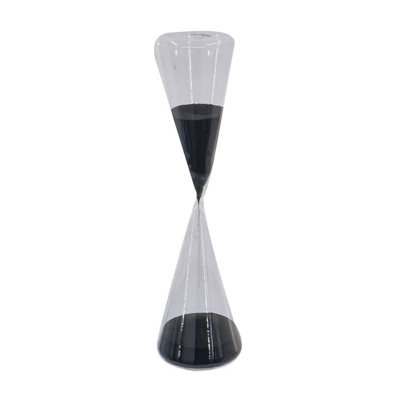 Triangular Shape 90 Minute Hourglass  4.5" x 4.5" x 15.5"  Gray/Black