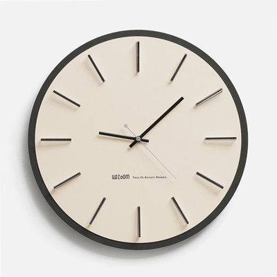 Beige Minimalist Bar Marker Round Wall Clock