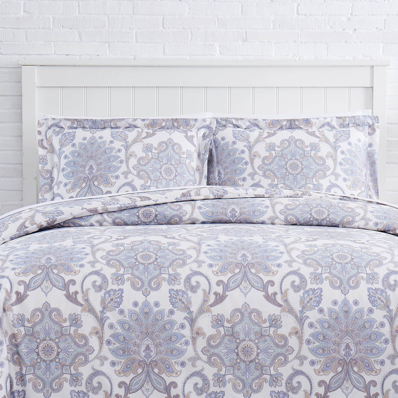 Southshore Fine Linens 100% Cotton 300 Thread-Count Serenity Duvet Cover Set, Aqua, King Duvet Cover + 2 Shams