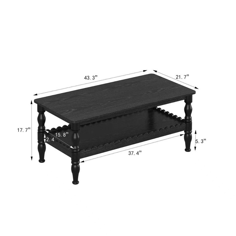 Table basse Cascara Farmhouse, Black Rectangle