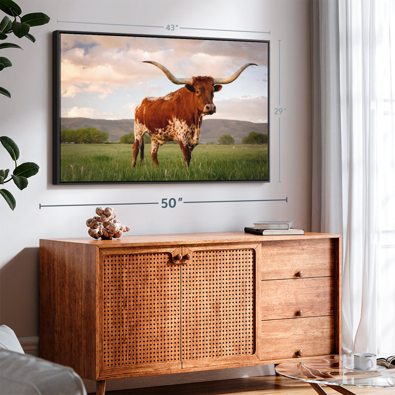 «Brown Texas Longhorn Wall Art», H 43 po x l 29 po