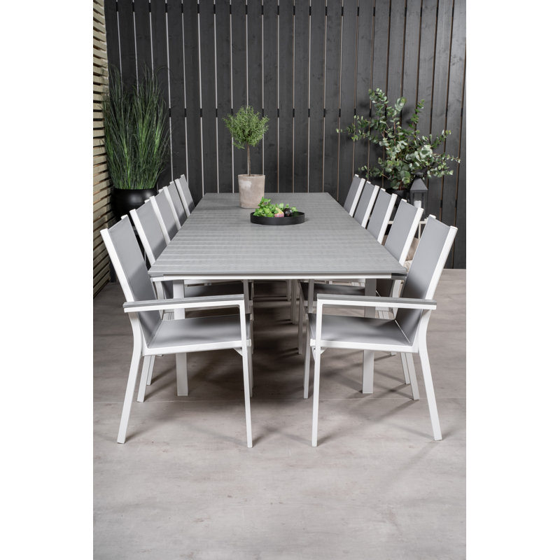 Faiyaz Rectangular 10 - Person 100Cm L Dining Set, White/Taupe