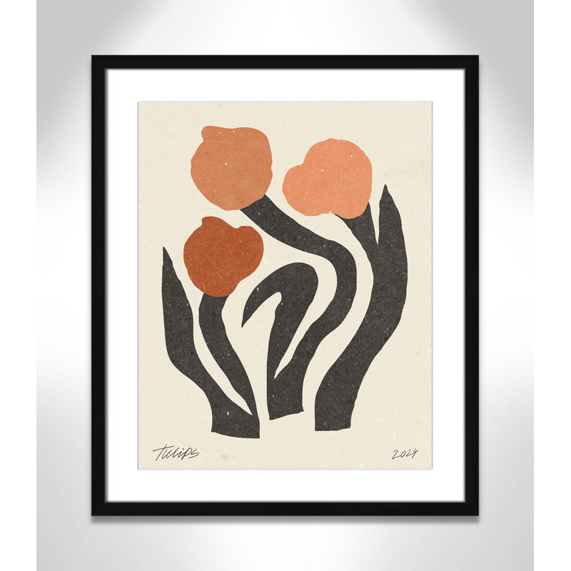 Imprimé de fleurs modernes par NKTN, 21.5'' W x 25.5'' H, Matted Print, Satin Black