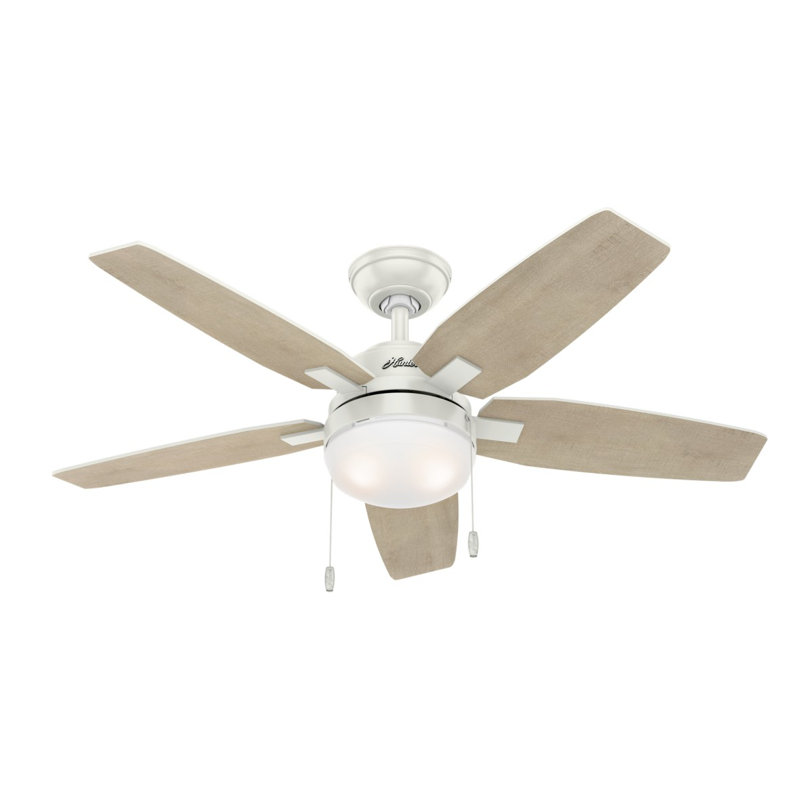 117cm Ceiling Fan with Light Kit, Fresh White/Bleached Grey, Fresh White