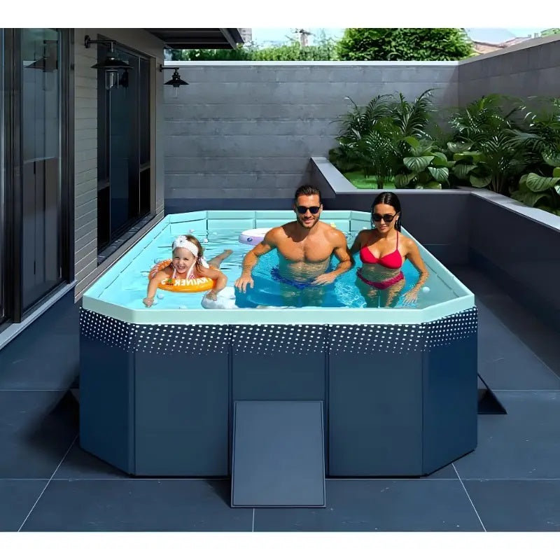Piscine familiale rectangulaire pour la cour, 4.49' L x 4.49' W x 17.71" H