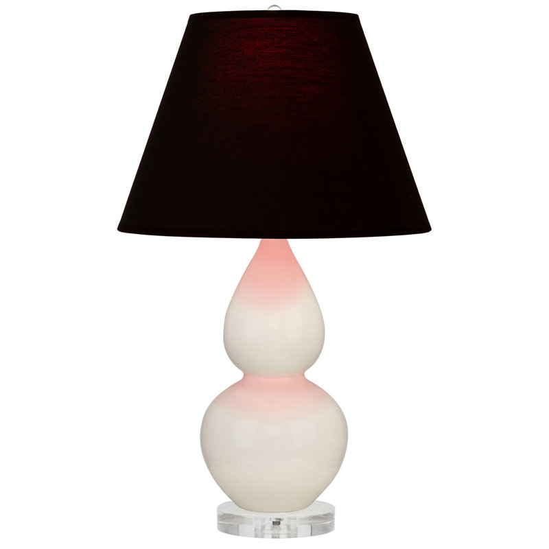 Petite lampe d'appoint à double gourde, Noir / Rouge, Os