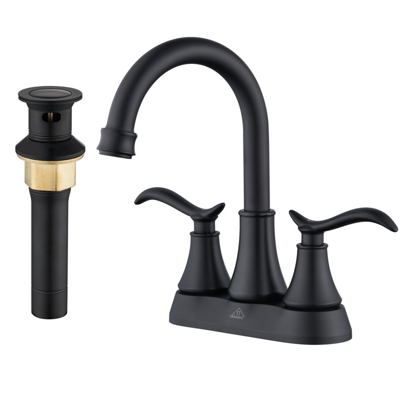 4-inch Centerset Bathroom Faucet with Drain, Matte Black