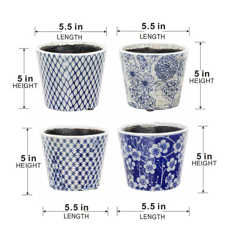 Charlotte Distressed Blue Terracotta Planter Set