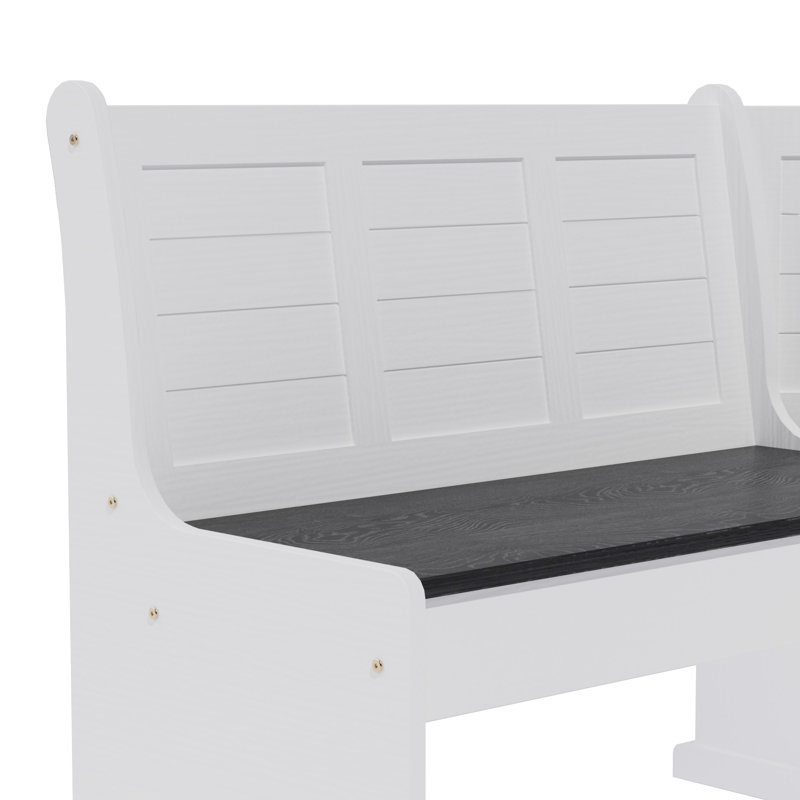 FSC Solid Pine L-shape Breakfast Nook Set Dining Corner Set With Charging, Storage & Reversible Bench (seats 3-5)