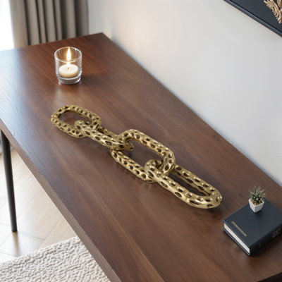 Objets décoratifs à maillons de chaîne contemporains - Décorations pour salon et table de vestibule - Figurines élégantes ou présentoir à statue - 25 po, doré