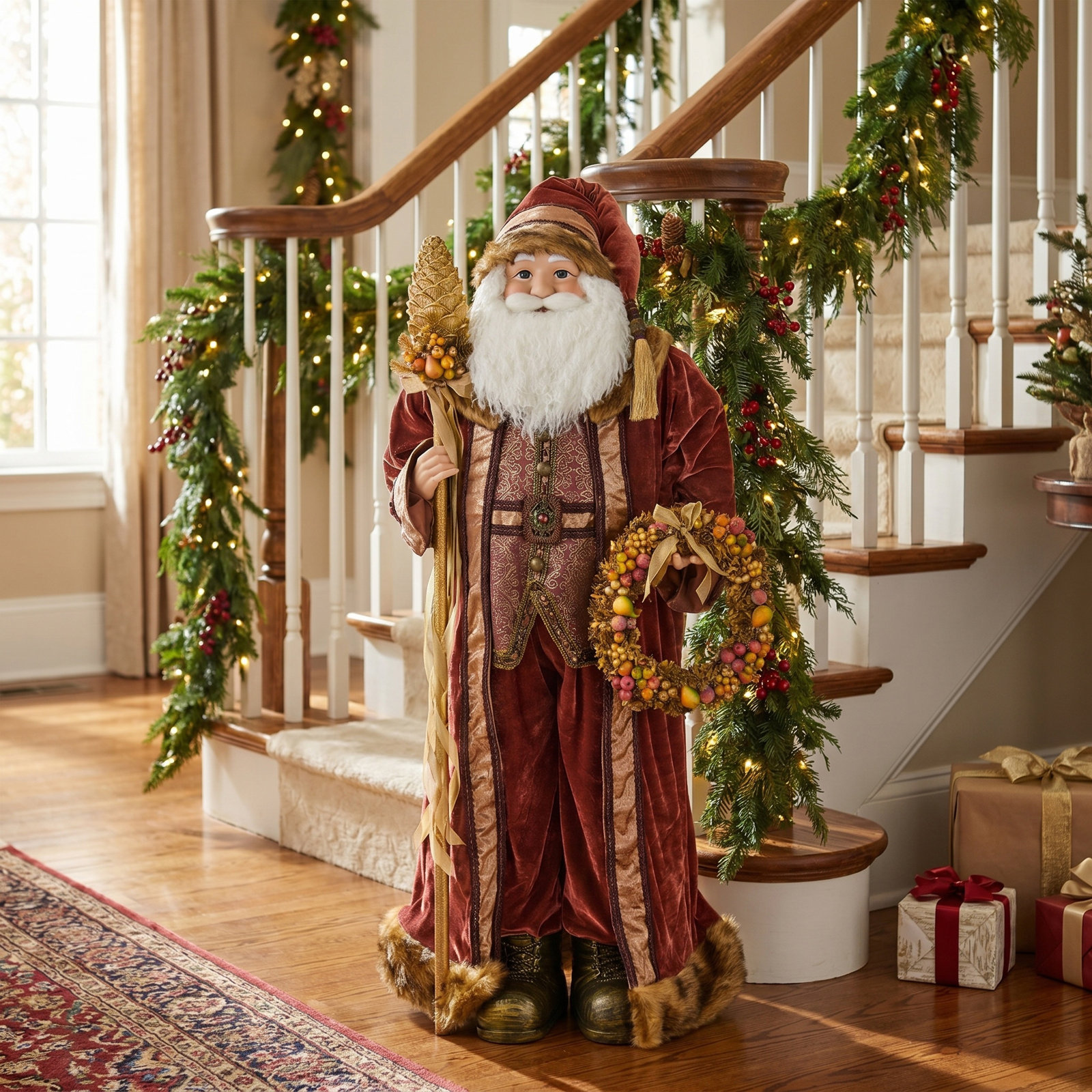 48" Shelli Santa With Pinecone Staff
