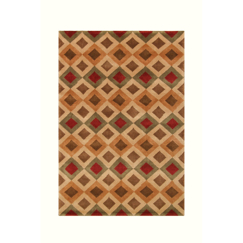 Tapis brun / rouge en laine noué à la main Youenn, 10 pi x 14 pi