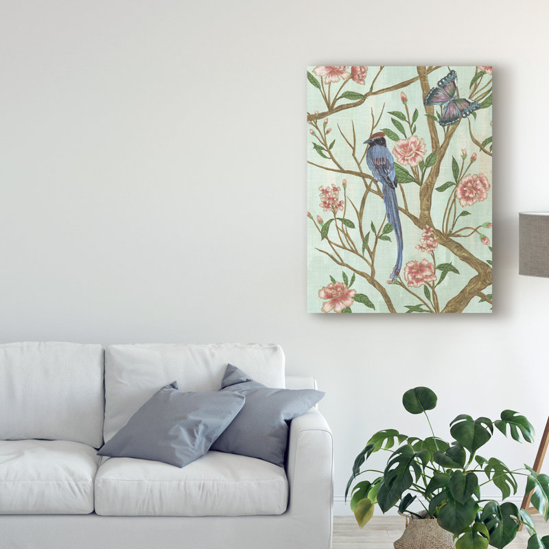 « délicat chinoiserie i », peinture sur toile tendue, H 32 po x l 24 po x P 2 po