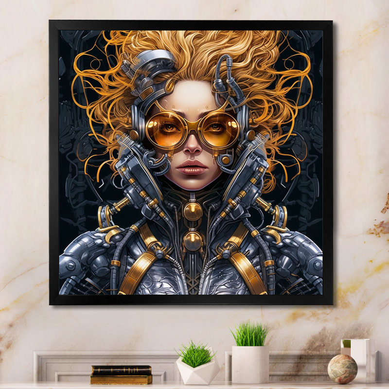 Sci Fi, femme, Warriors II, sur toile, H 24 po x l 24 po x P 1 po, Cadre simple noir