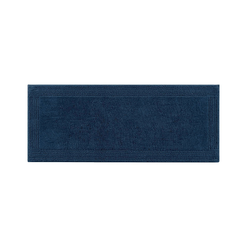 1 PCS 100% Cotton Tufted 3000 GSM Reversible Bath Rug Navy, Navy, Single - 24" W x 60" L
