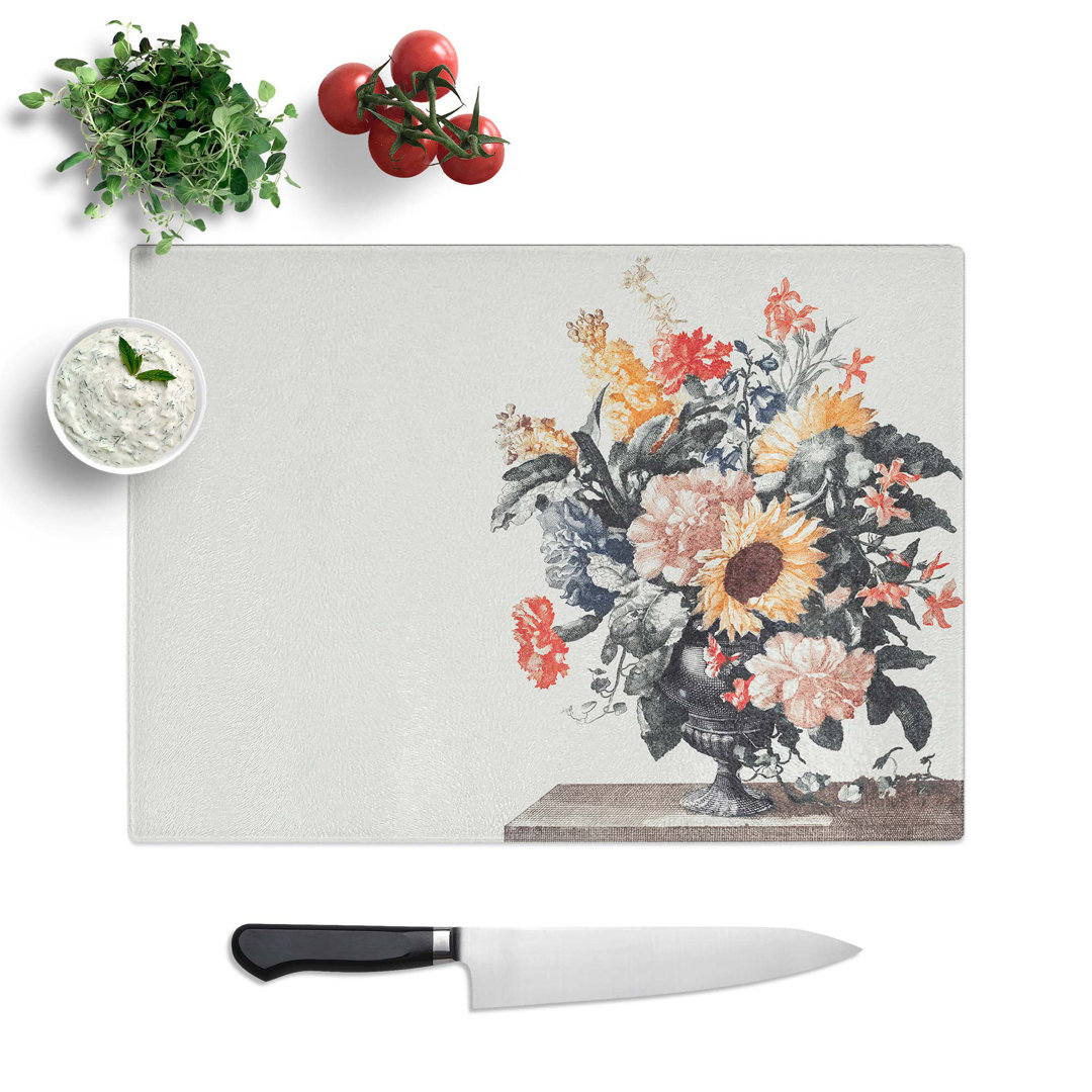 Tempered Glass Sunflowers and Carnations by Johan Teyler Chopping Board