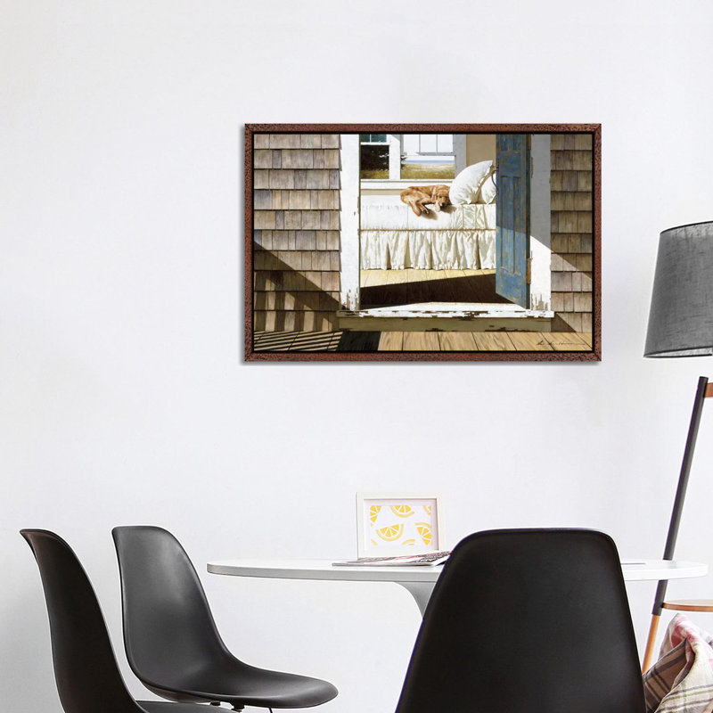 Beach House Dog 1 Piece Wrapped Canvas Painting, 101.6 cm H x 66.04 cm W, Classic Wood Floater Frame