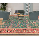 Hand Knotted Wool Oriental Area Rug in Green