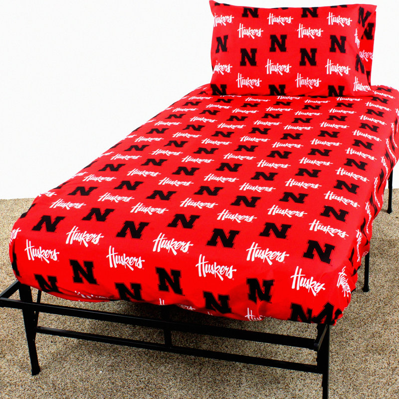 Nebraska Cornhuskers Twin XL Comfy Sheet Set - Team Color 3 Piece Bedding Bundle with Flat Sheet, Fitted Sheet, and Pillowcase - Cozy College Dorm Essentials