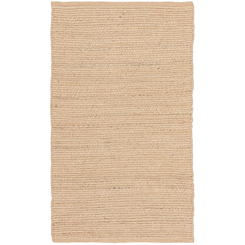 Tapis tissé à plat de couleur unie Gerri, Rectangulaire 3 pi x 5 pi, Beige