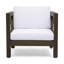 Fauteuil club, Perspectives du milieu du siècle, bois, gris + eau blanche - fabrication en bois de porte-queue de cheval, gaine en cuir