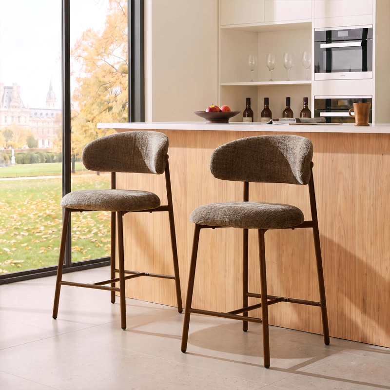 Richmond Upholstered Bar Stool, Walnut, 2