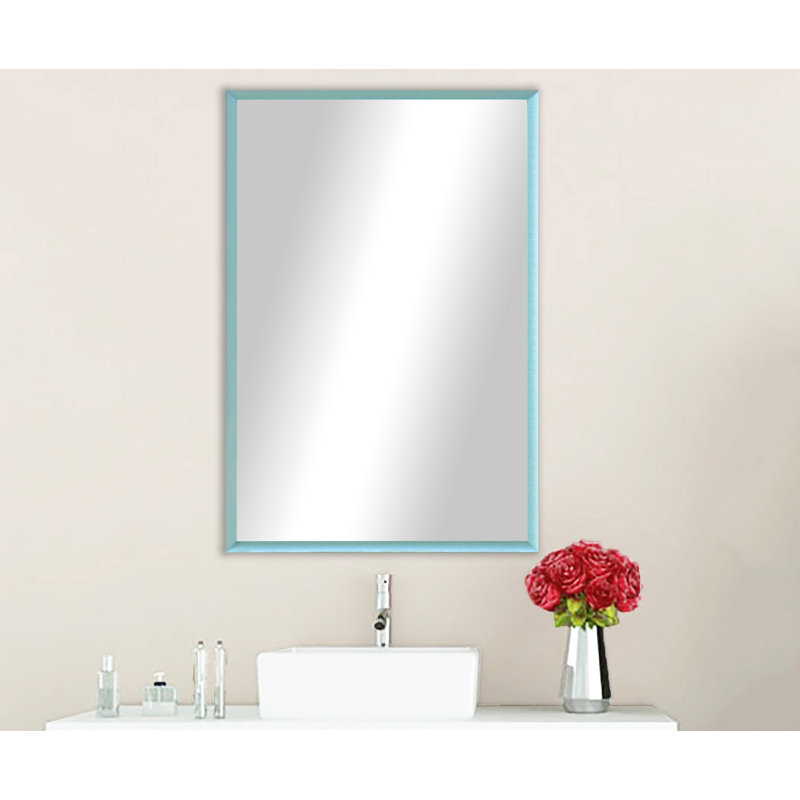 Derosier Metal Flat Wall Mirror, 27.5'' x 21.5'', Robins Egg