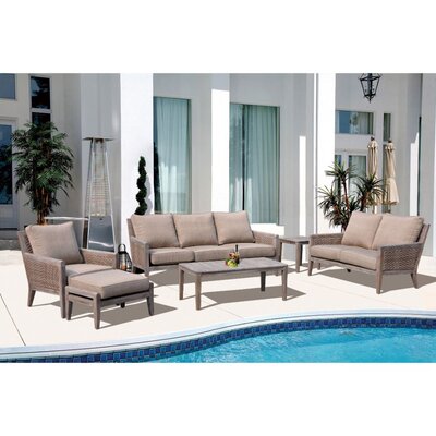 Nataly Courtyard 5 Piece Teak Deep Seating Seating Group with Sunbrella Cushions -  Loon Peak®, 08F702A7BDAD45FB88B9BDA147CC784A