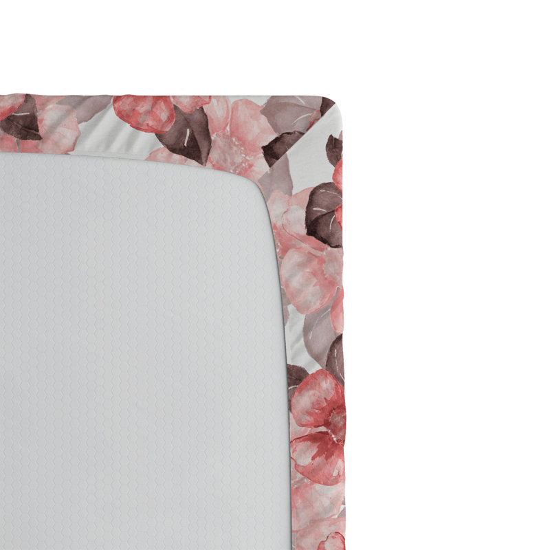 Drap-housse Ambesonne, Drap-housse de taille simple, Corail, mauve foncé, blanc / floral