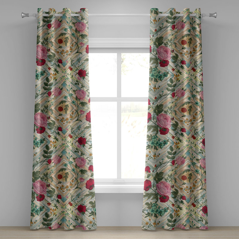 Bungalow rose avec œillets et motif floral victorien rose et multicolore, L 50 po x L 108 po