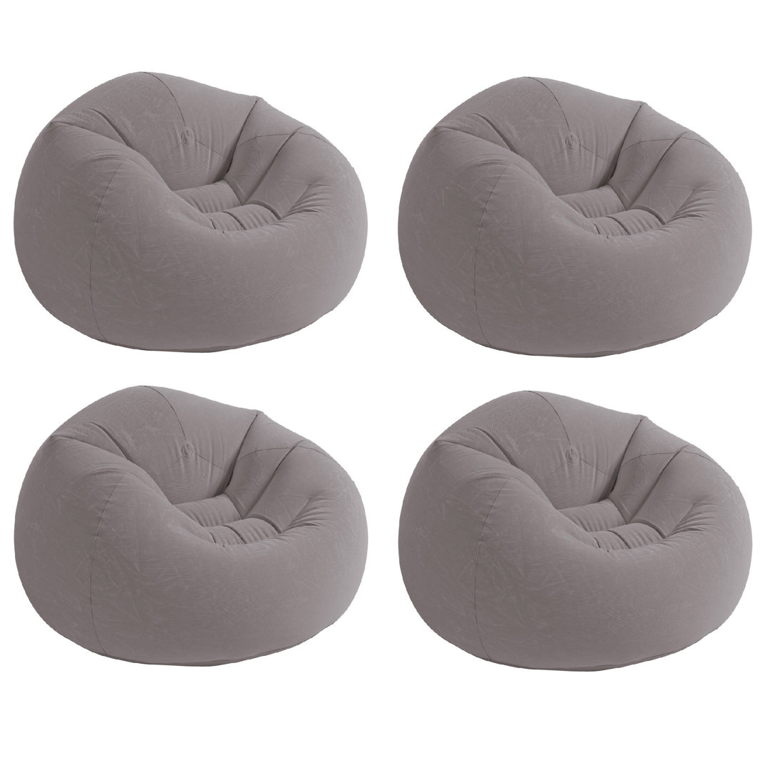 Intex Inflatable Contoured Corduroy Beanless Bag Lounge Chair, Gray (Set of 4) Intex