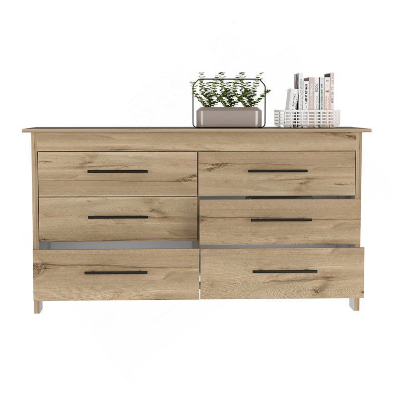 Commode double 6 tiroirs Hms, quatre pieds, plateau supérieur, Multi-couleur