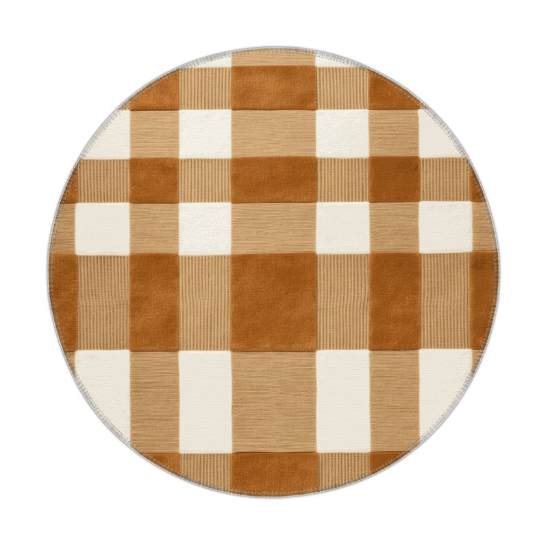 Checkered Brown Indoor and Outdoor Area Rug, Rectangle 5' x 7'
