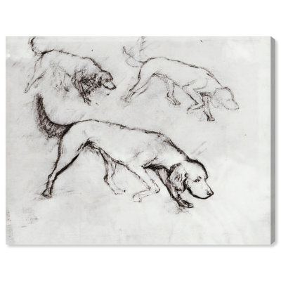 Dogs Running Canvas Vintage Dog Art by Art Remedy