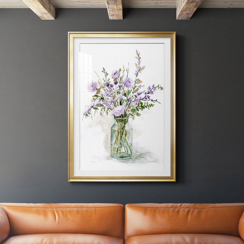 «Purple Passion I», reproduction encadrée de qualité supérieure - prête à être accrochée, Or, H 42,5 po x l 30,5 po x P 1 po