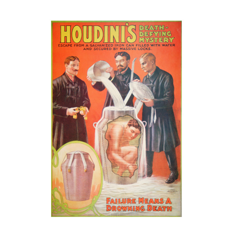 «American School A New Act» par Houdini, art sur toile, H 24 po x l 16 po