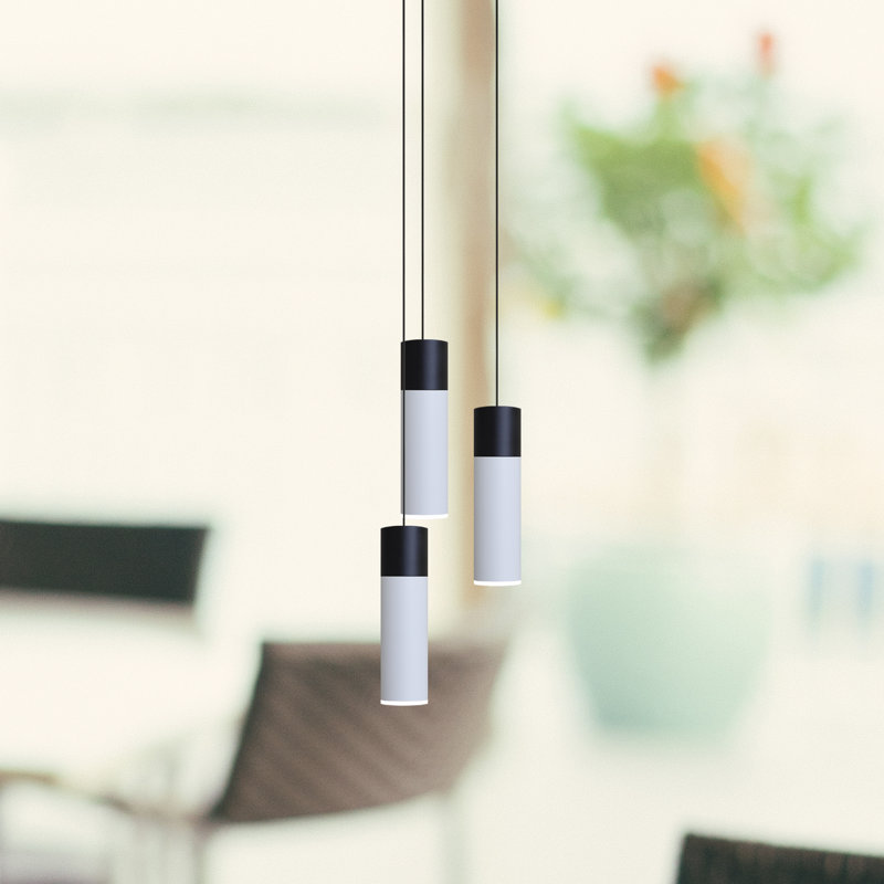 Luminaire suspendu cylindrique à DEL 3 lumières Costigan, Blanc