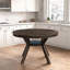 Table de salle à manger ronde en bois massif pour 4 à 6 personnes, finition brune, base à piédestal moderne, idéale pour la cuisine ou le salon
