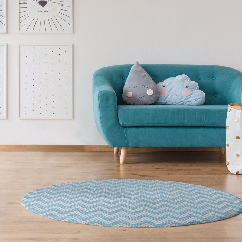 Chenille Chevron Indoor Rug, Round 5'
