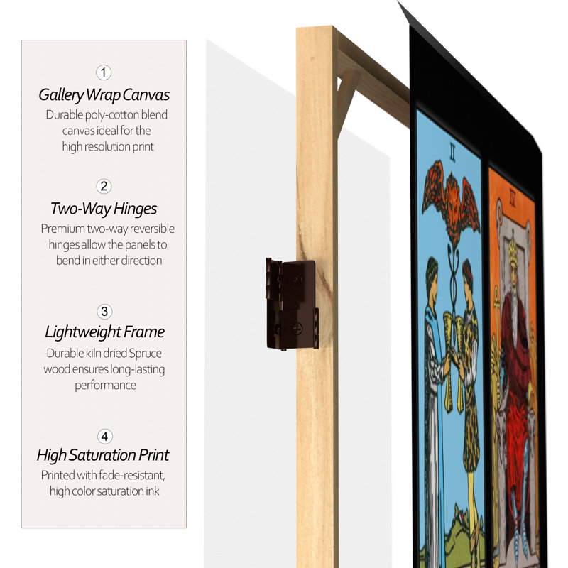 Mulfo Mystic Tarot Canvas Room Divider, 71" H x 47.25" W x 1" D