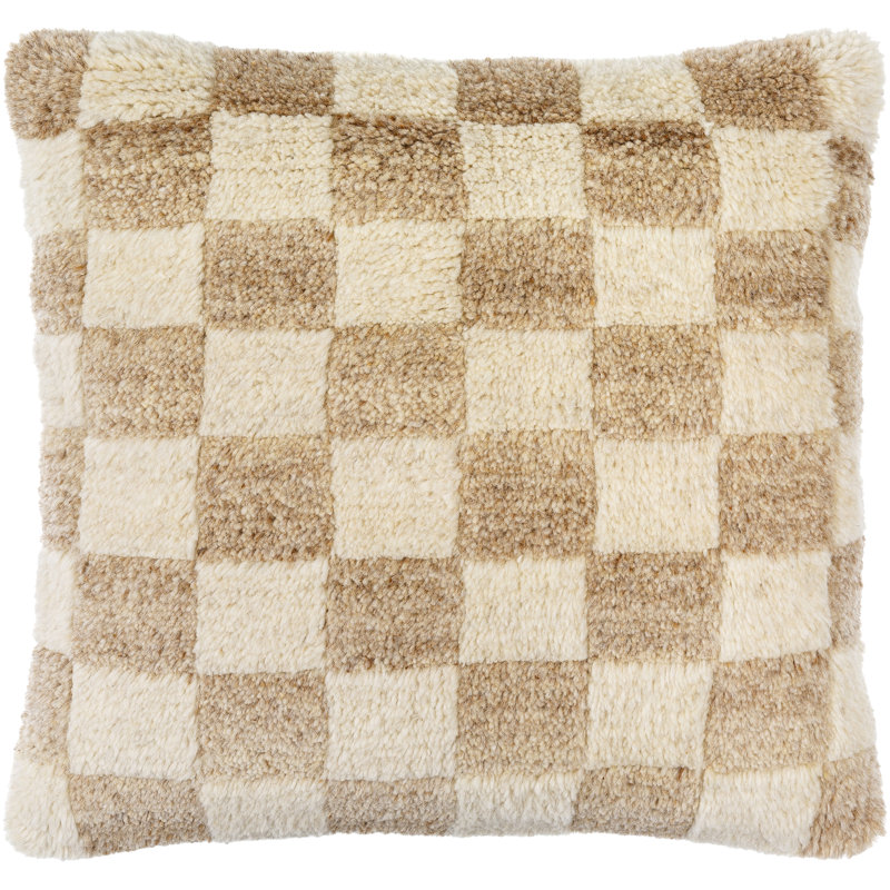 Coussin décoratif Villere, Brun clair, H 18 po x l 18 po, Duvet