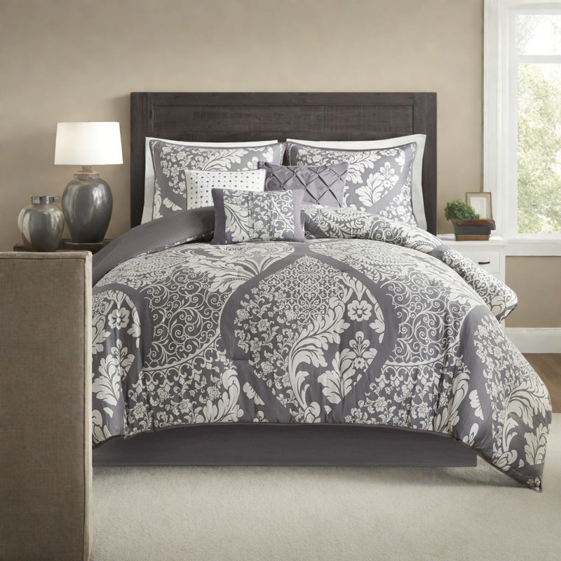 Ensembles de literie en coton hypoallergénique, gris, grand lit, style moderne